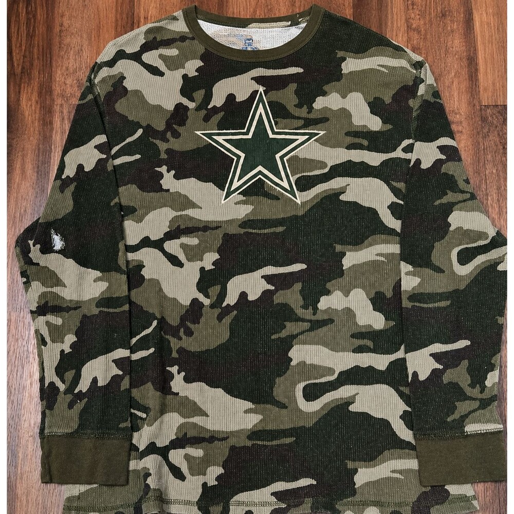 Dallas Cowboys Camo Thermal Mens XL NFL Star Waffle Knit Long Sleeve Thermal